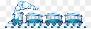 Toy Train Blue Locomotive - Train On A Railway Clipart - Png Download