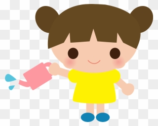 Child Girl Watering Can Clipart - 水 やり 子供 イラスト - Png Download
