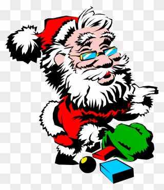 Santa With Presents - Gambar Santa Claus Keren Clipart