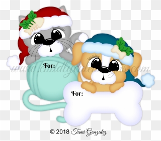 Christmas Pet Tags - Cartoon Clipart