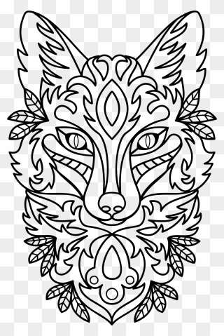 Fox Clipart Gray Fox, Fox Gray Fox Transparent Free - Drawing Fox Line Art - Png Download