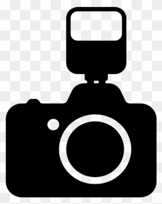 Camera Silhouette Clip Art - Camera With Flash Icon - Png Download