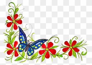 Flower Butterfly Border Design Clipart