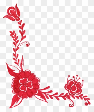 Ornament Clipart Floral - Red Floral Border Png Free Download Transparent Png