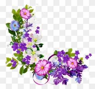 Bouquet Of Purple Flowers Border Png Download - Free Purple Floral Border Clipart