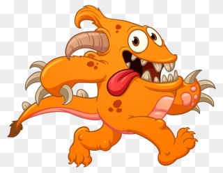 Crazy Cartoon Monster Running Clipart