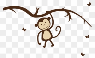 Girl Monkey On Wall - Wall Decal Clipart