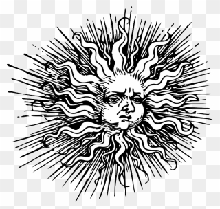 Earth Sun And Moon Clipart Black And White Png Transparent - Medieval Sun Drawing