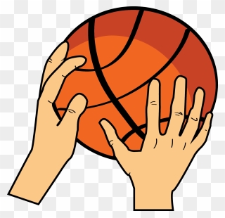 Basketball In Hand Clipart Image Library Stock Hand - Hands Shooting Basketball Drawing - Png Download