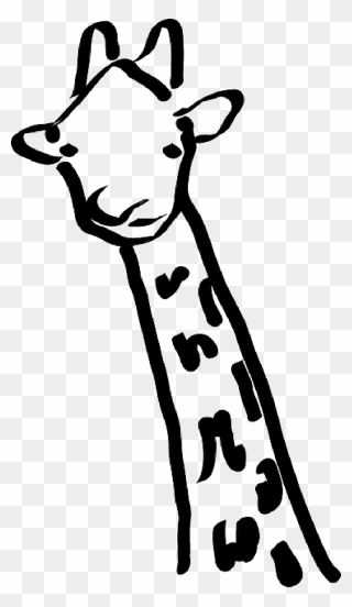 Head, Black, Outline, Face, White, Cartoon, Giraffe - Giraffe Clip Art - Png Download