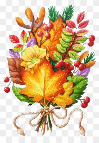 #leaves #autumn #fall #flowers #bouquet #arrangement - Illustration Clipart