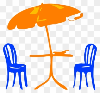 Table With Umbrella And Chairs Clip Art At Clker - Png Download