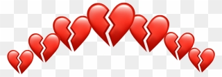 Broken Brokenheart Heart Hearts Crown Tumblr Red Heartr- - Transparent Broken Heart Emoji Png Clipart