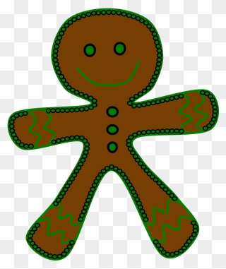 Gingerbread Man, Green Frosting Clipart