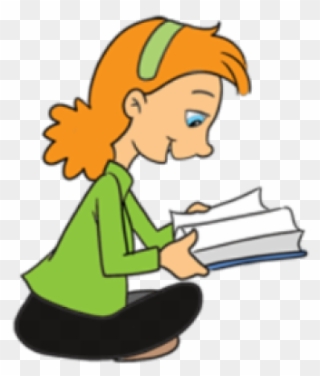 Cartoon Girl Reading - Clip Art - Png Download