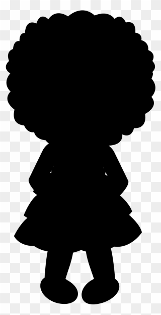 Silhouette Tree Clip Art Black M - Little Girl With Afro Puffs Silhouette - Png Download