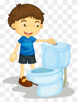 Clipart Klozet Sifonu Çeken Erkek Çocuk - Flush The Toilet Cartoon - Png Download