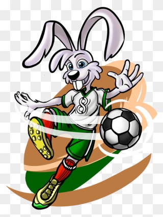Easter Bunny Playing Soccer Clipart