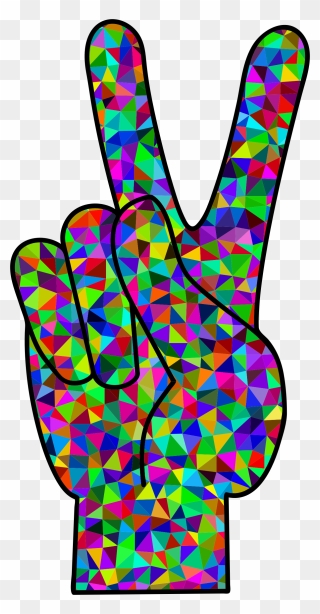 Prismatic Low Poly Peace - Peace Sign Hand Colourful Clipart