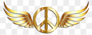 Clipart - Peace Sign In Gold - Png Download