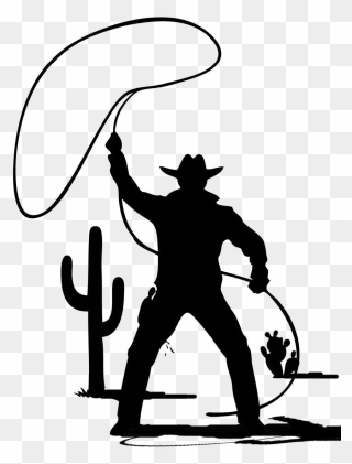 Cowboy Silhouette Png - Cowboy With A Lasso Silhouette Clipart