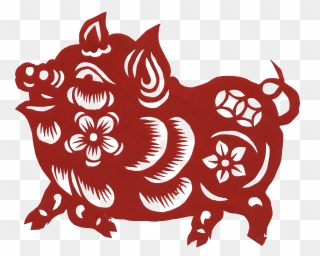 Chinese Paper Cutting Of Pig For Use In Chinese New Clipart