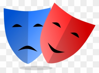 Red And Blue Comedy And Tragedy Masks Clipart