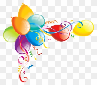 Balloons And Streamers Clipart - Png Download