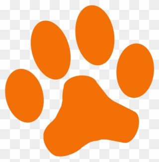 Dog Cat Tiger Clip - Orange Dog Paw Print - Png Download