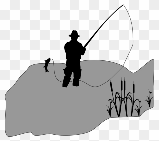 Silhouette Fisherman Clipart - Png Download