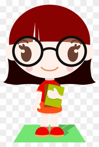 Schoolgirl Clipart - Girl Wearing Glasses Clipart - Png Download