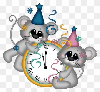 Horloge St Sylvestre, Minuit - New Year Animated Cats Clipart