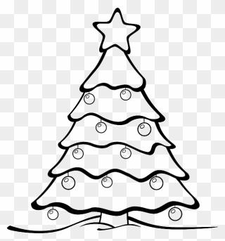 Black, Tree, White, Christmas, Xmas, Garden, Forest - Christmas Tree Cartoon Drawing Clipart