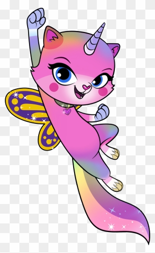 Rainbow Butterfly Unicorn Kitty Characters Clipart