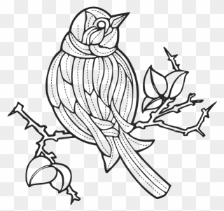 Vector Image Of A Bird With Embroidery Pattern - Bird Pattern Drawings Clipart