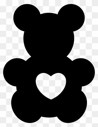 Bear Toy Silhouette With A Heart Shape - Silhouette Teddy Bear Svg Clipart