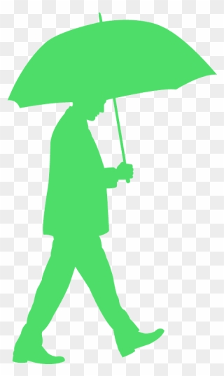 Man With Umbrella Silhouette Clipart