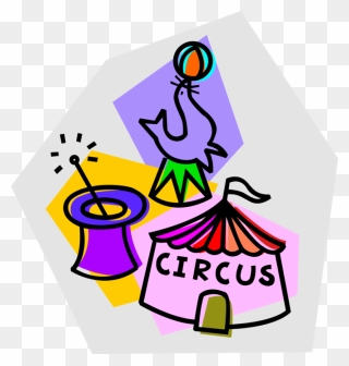 Vector Illustration Of Big Top Circus Tent With Trained Clipart