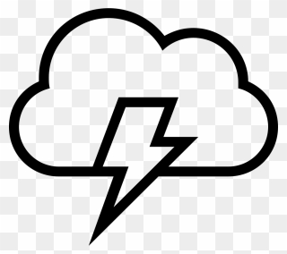 Lightning Bolt On A Cloud Stroke Weather Symbol - Cloud With Lightning Bolt Png Clipart