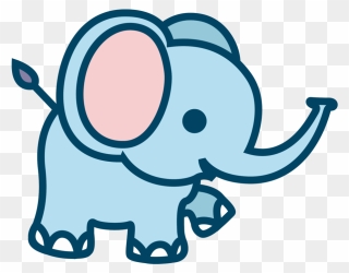 Blue,line Art,cartoon - Cartoon Cute Elephant Drawing Clipart