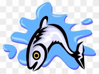 Hd Vector Illustration Of Fish Jumping Out Of Water - Fish Jumping Clipart - Png Download