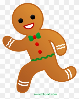 Gingerbread Man Biscuits Clip Art - Running Gingerbread Man Clipart - Png Download