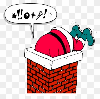 Santa Down A Chimney Clipart