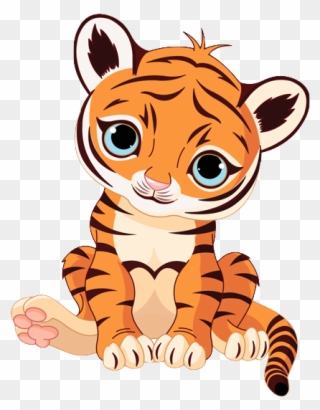 I Love Shopping, Going To The Spa, Eating Healthy, - Cute Cartoon Tiger Cub Clipart