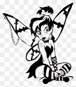 Drawing Tinkerbell Punk Banner - Gothic Tinkerbell Coloring Pages Clipart