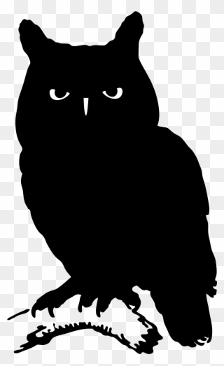 Owl Silhouette Png Clip Art Black And White - Screech Owl Silhouette Transparent Png