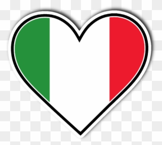 Italian Flag Heart Vinyl Die Cut Sticker - Heart Clipart