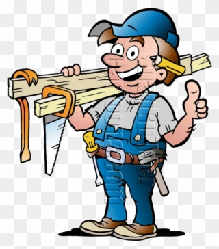 Handyman With Carpentry Tools - Cartoon Picture Of A Carpenter Clipart