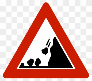 Transparent Dirt Road Clipart - Falling Rocks Ahead Sign - Png Download
