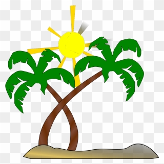 Palm Tree Beach Clipart - Png Download